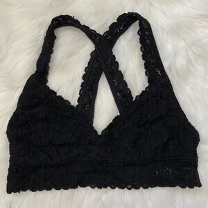 Aerie black lace cross back bralette medium